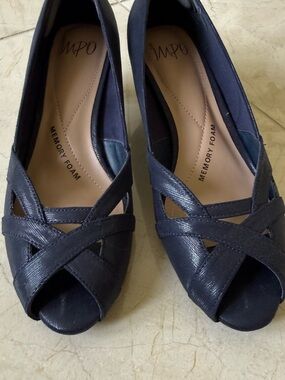 Impo Navy Crisscross Peep-Toe Heels